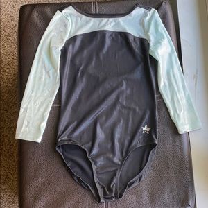 Black and mint Justice velvet leotard(never worn)!